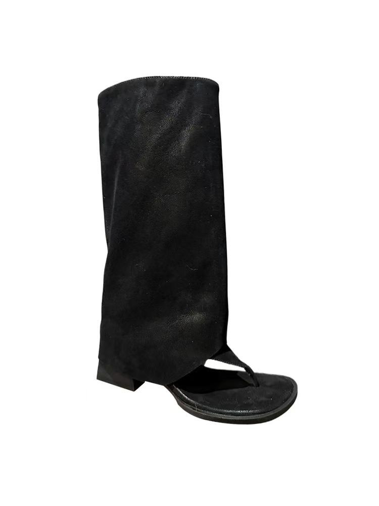 

Spot model~ Sweet and cool European and American style, sexy thick heel toe trousers, boots, summer new hot girls wear tall open toes 40