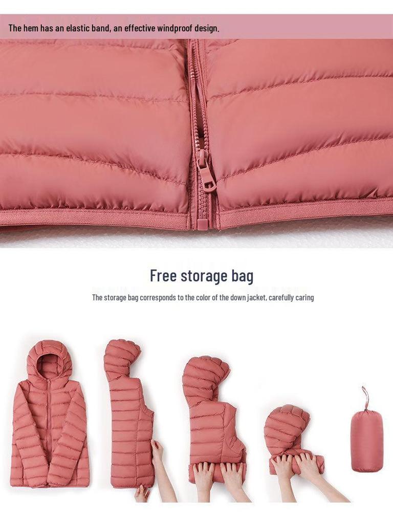 Korean Style Women's Hooded Down Jacket - Lightweight, Warm, Plus Size, Simple and Versatile for Autumn and Winter