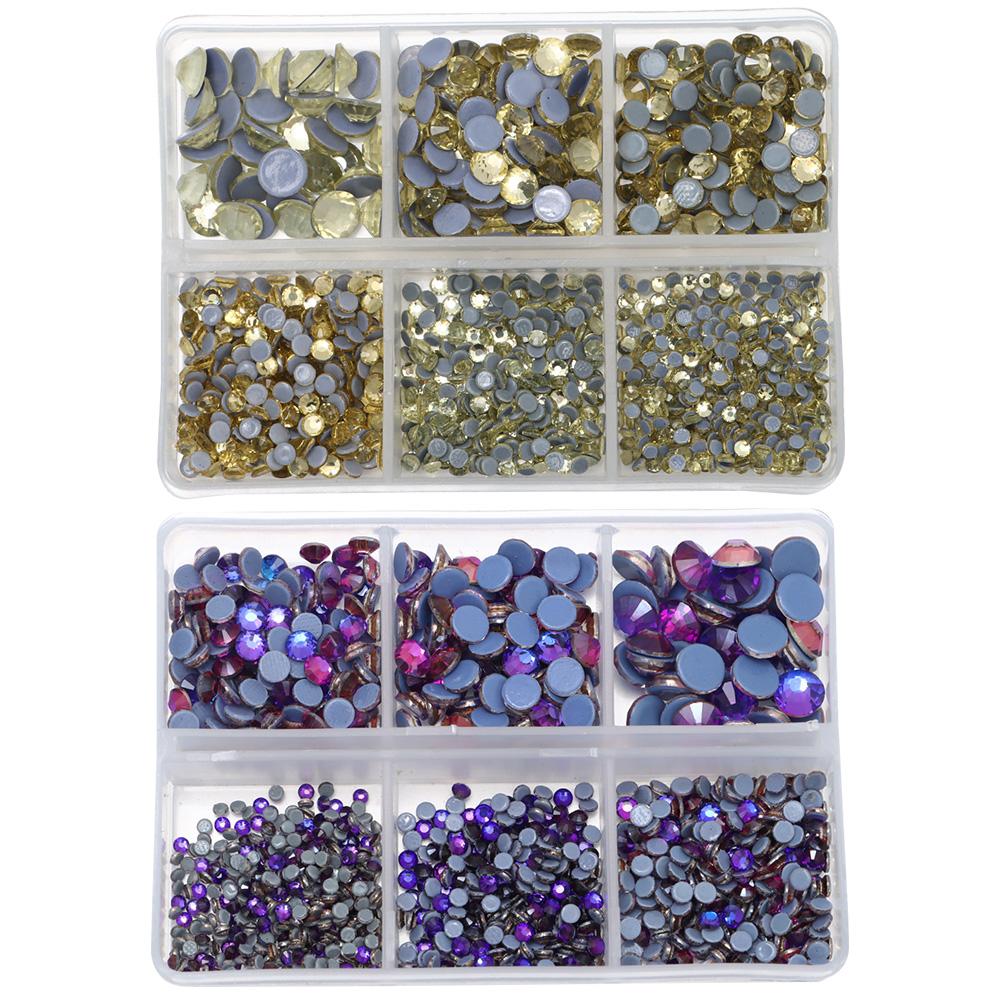 

Стеклянные хрустальные стразы 6 размеров, 2576 шт., украшение для рукоделия, 2 цвета, свободные блестящие стаканы