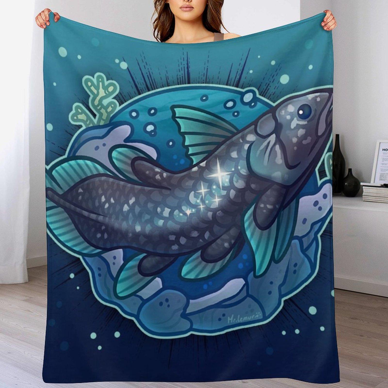 

Coelacanth Throw Blanket Cozy Light Blanket for Travel Camping Picnic 102x76cm(40x30in)