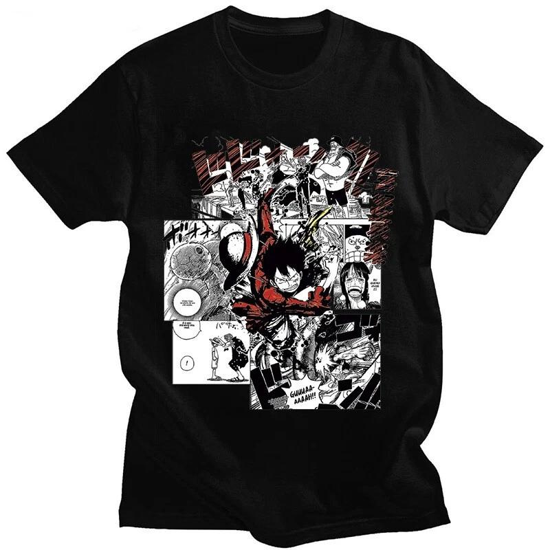 

One Piece Luffy Cosplay Anime T-Shirt Shirt Undershirt Costumes Cotton Black 3XL