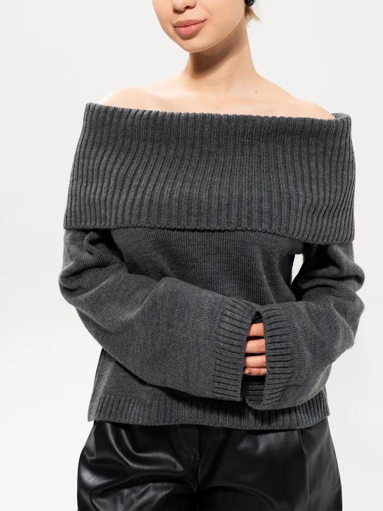 Russian Women's Early Spring Off-the-Shoulder Knit Sweater