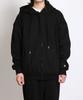 Zblack Plain Fleece-Lined Front & Back Short Zip-Up Hoodie (Black)