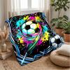 Soccer Ball Artwork 3 Theme Blanket Lightweight Warm Flannel Blanket Decorative Throw Blanket for Home Decoration