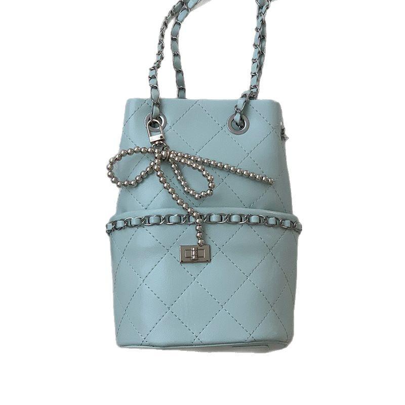 Niche Fashion Women's Small Satchel 2025 New Diamond Chain Bag Simple and Versatile Messenger Bucket Bag