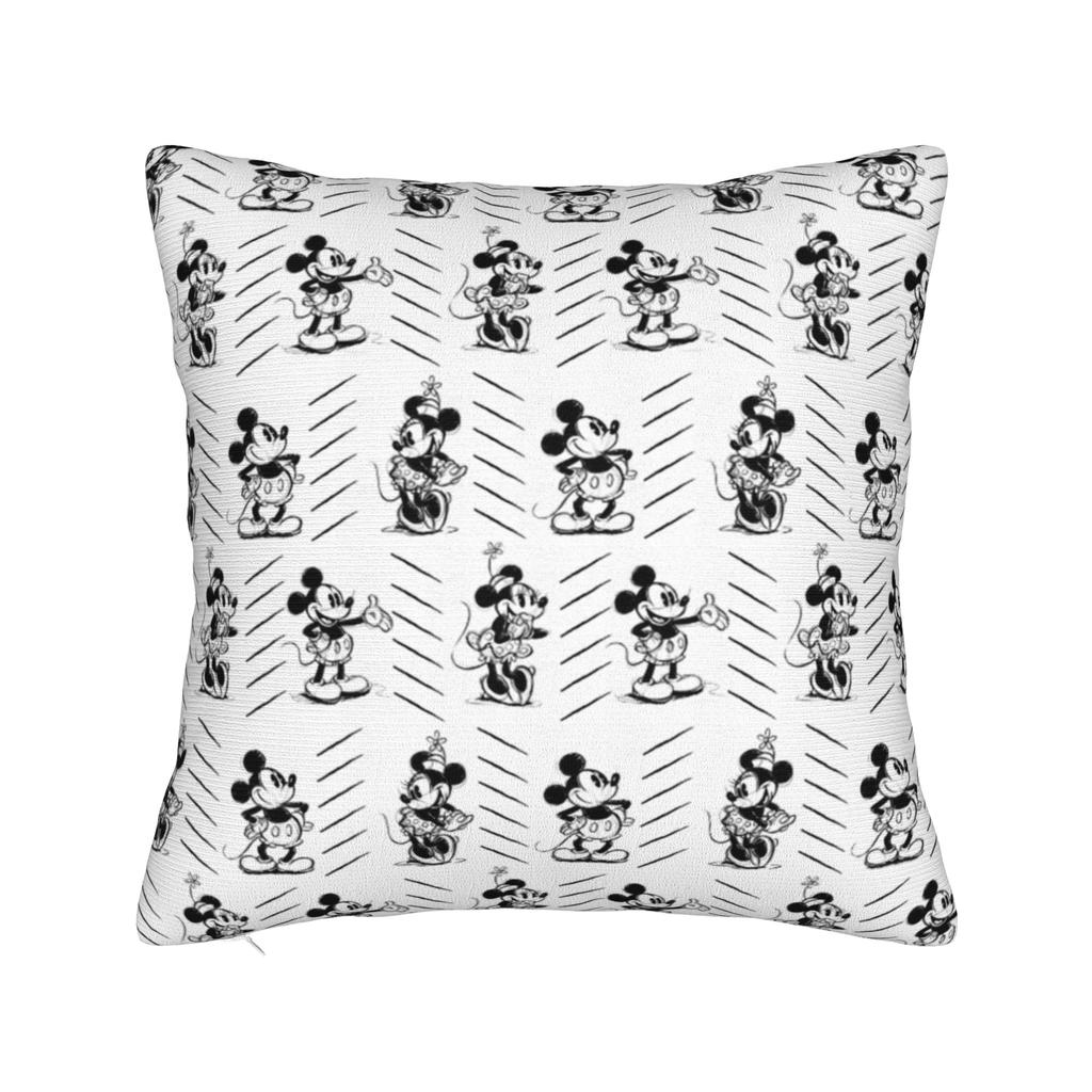 Mickey and Minnie Mouse Pillowcase Polyester Cushion Cover Gift Cute Cartoon Throw Pillow Case Cover Seater Zippered 45*45cm
