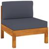 3 Seater Garden Sofa with Dark Grey Cushions Solid Acacia Wood