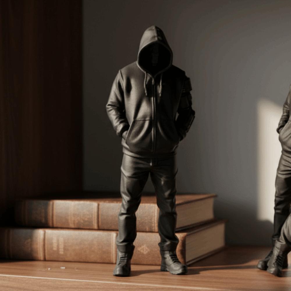 3D Printed Punk Hoodie Statue Unique Home Decor Crafts Streetwear Style Figurine Desktop Use