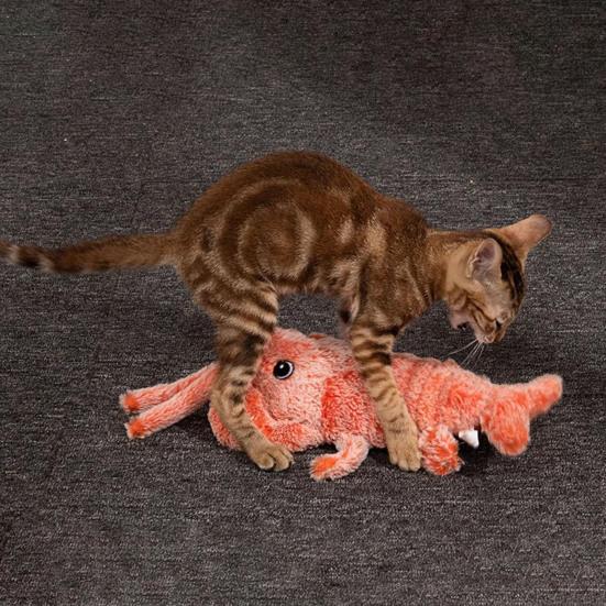 Floppy Lobster Interactive Dog Toy USB Rechargeable Vibration Modes Cat Toy Electric Realistic Wagging Lobster Toy Catnip Addable Stress-relieving Pet
