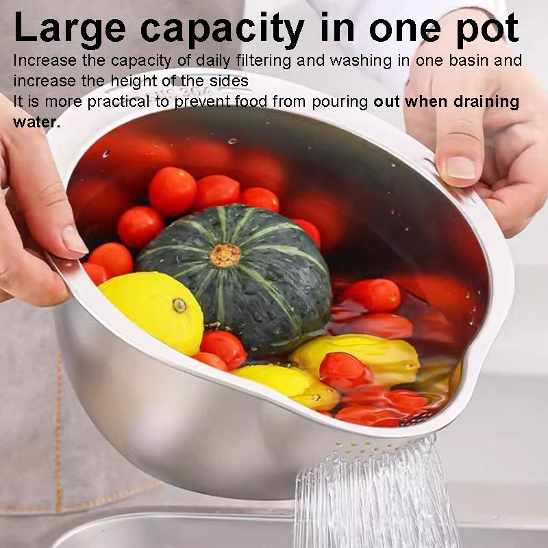Rice Washer Strainer Bowl Stainless Steel Rice Washing Bowl Rice Sieve Colander Fruit And Vegetable Strainer Kitchen Tools