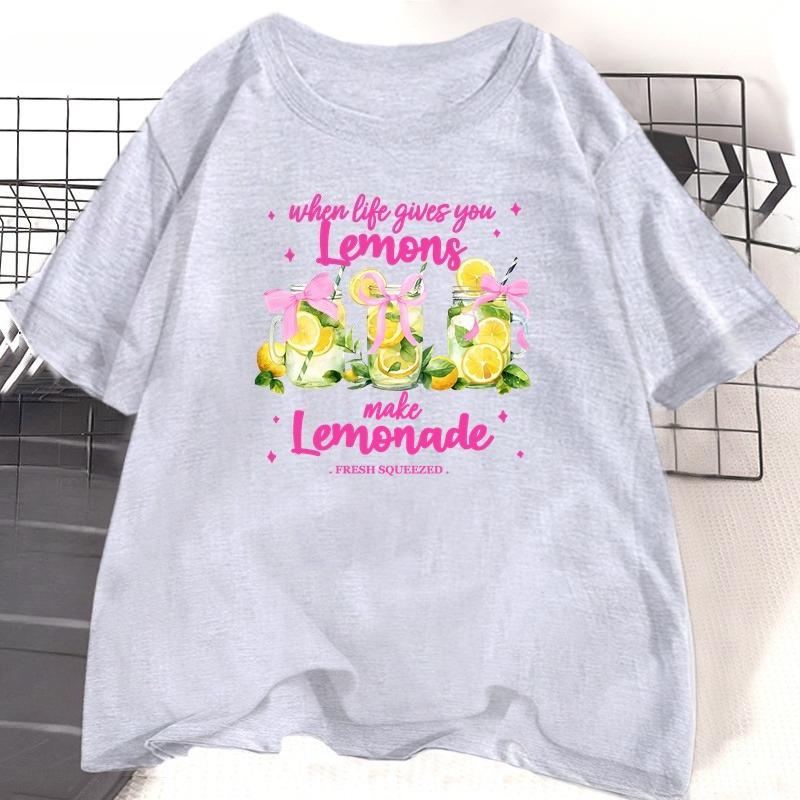 When Life Gives You Lemons Bedruikt T-shirt Dames Grappig Maak Limonade T-shirt Retro Katoen Korte Mouw Ronde Hals Dameskleding