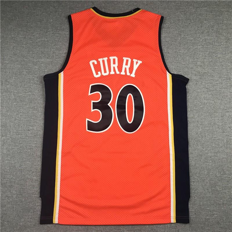 Mens Basketball Jersey Curry 30 Retro Orange Embroidered Team Sports Training Uniform Adult