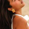 Geometric Gold and Silver Tone Studs Earrings for Women Fashion Vintage Texture Ear Accessories Lightweight Jewelry