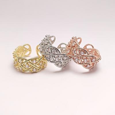 National Style Weaving Dream Stars Zircon Ring Women'S Personality Gold-Plated Mesh Interwoven Rope Living Women'S Ring Gift