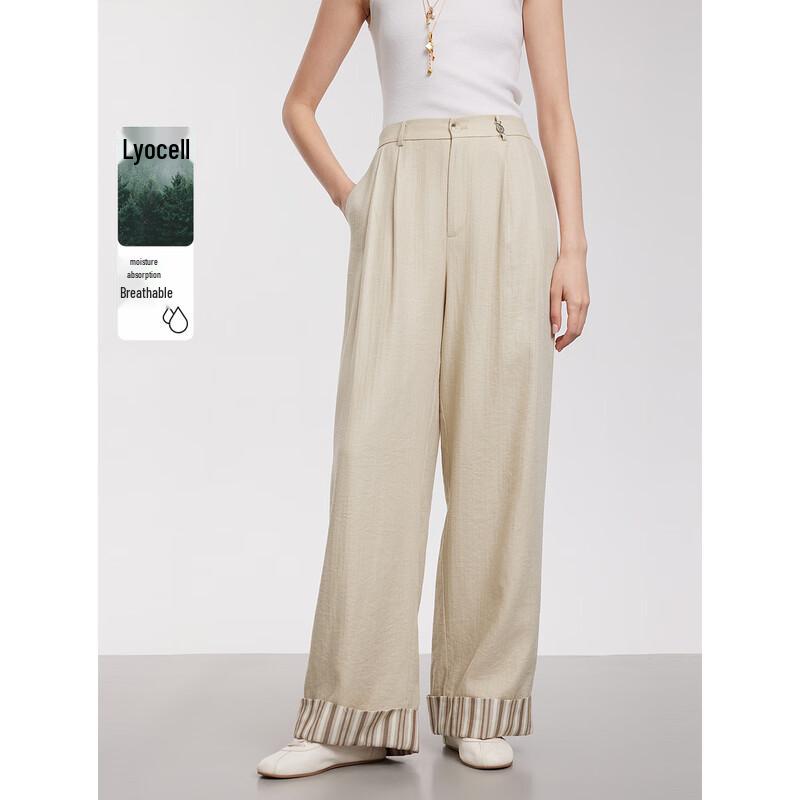 ELLE Women s Lyocell Tencel Color-Block Wide-Leg Casual Pants XL