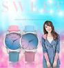 Elegant Women Rainbow Design Analog Quartz Sport Wrist Watch With Artificial Leather Band