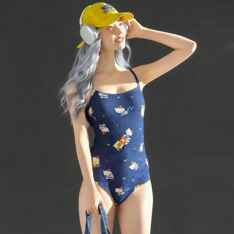 One-piece triangular swimsuit s racing professional sports training one-piece sexy hot spring fashion swimsuit M джинсовый синий