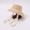 New baby summer outing French niche style children's Lafite straw hat sweet Hepburn style sun protection bucket hat