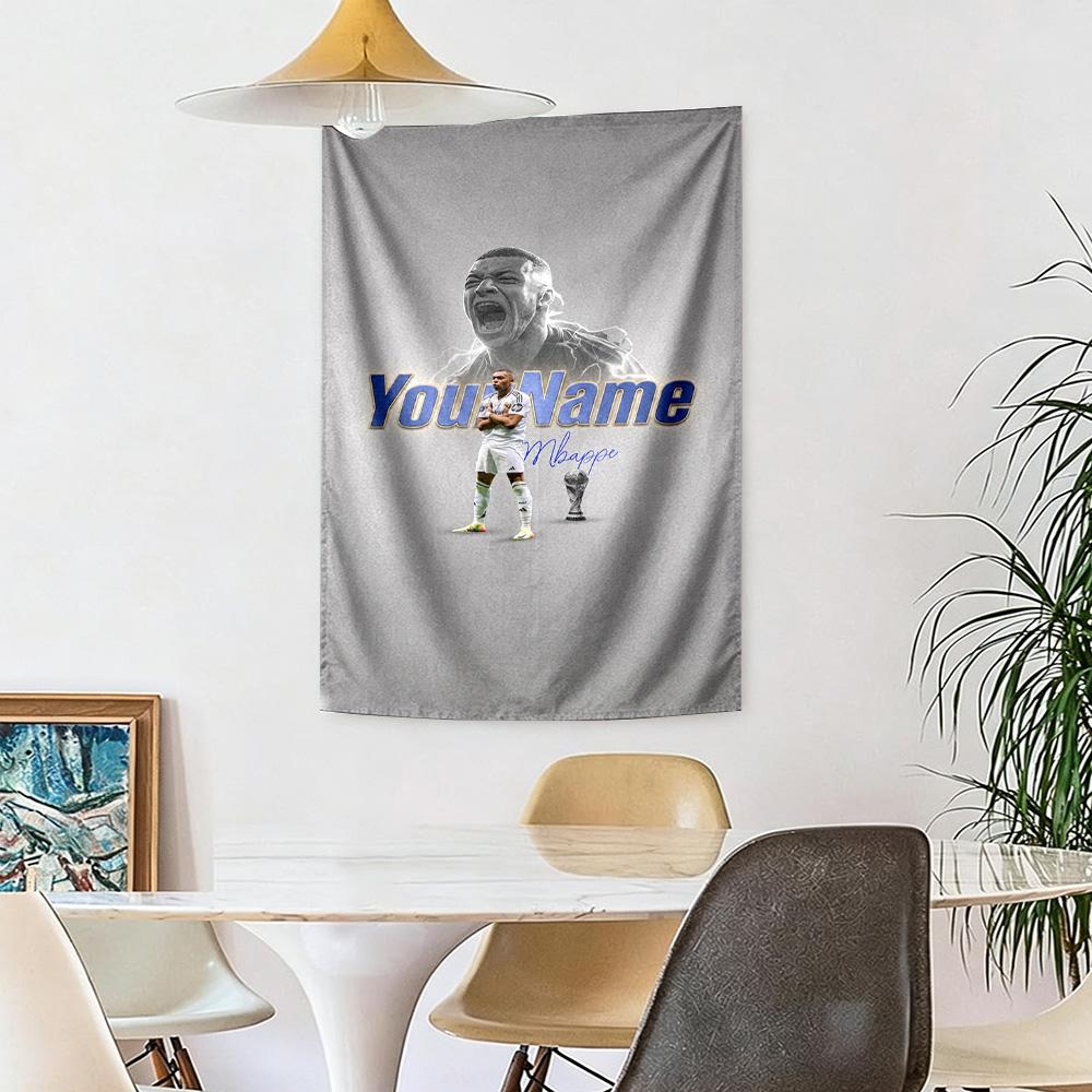 Mbappe Custom Your Name Wall Decor Tapestry Art For Pet Memorial Birthdaywedding Party Backdrop Family Gift