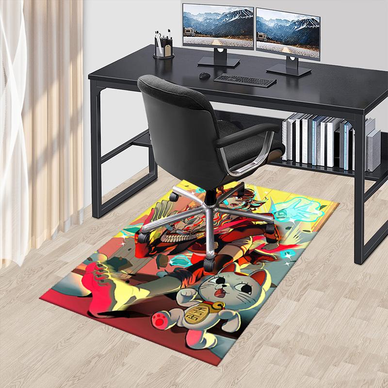 

1pc Anime Cat and Demon Chair Mat - Office Desk Pad with Cute Cartoon Design, Non-Slip Rug for Home Decor, Suitable for All Seasons, Perfect Gift Idea 60cm by 90cm