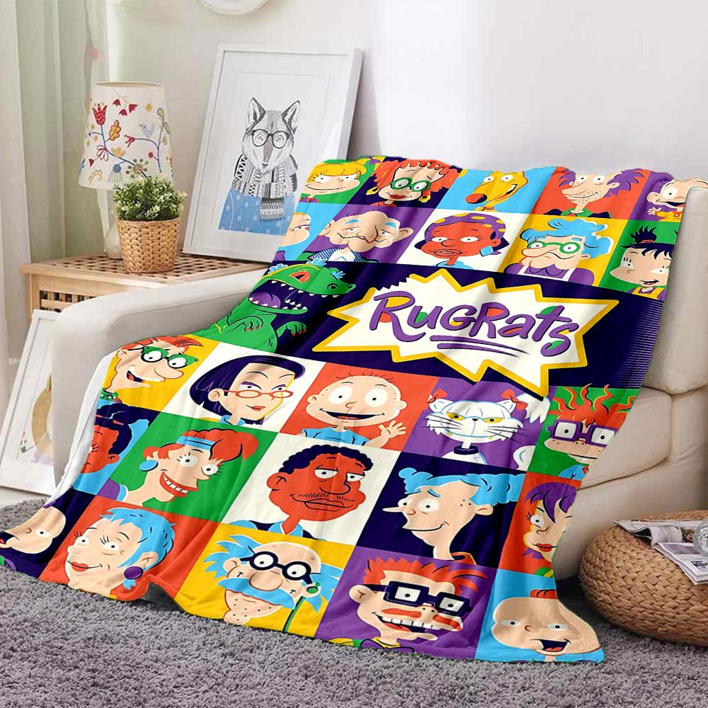 

1pc Rugrats Characters Cozy Print Blanket - Lightweight Warm Flannel Throw Blanket For Sofa, Bed, Living Room, Office22 130cmx150cm