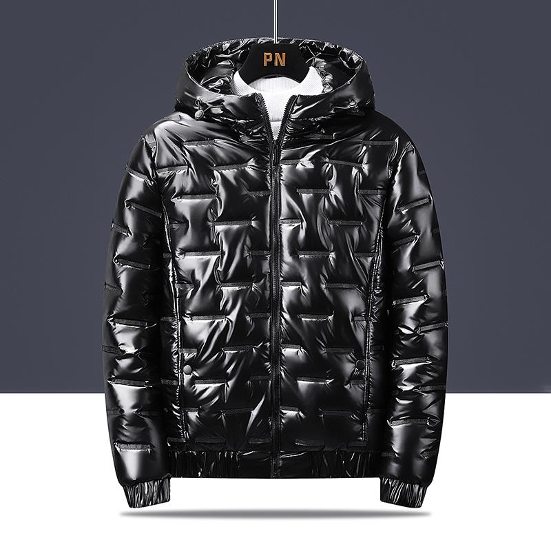 Jesienny i zimowy męski bawełniany płaszcz z kapturem i błyszczącą powierzchnią Spersonalizowana ciepła kurtka Outdoor Sports Warm Cotton Coat