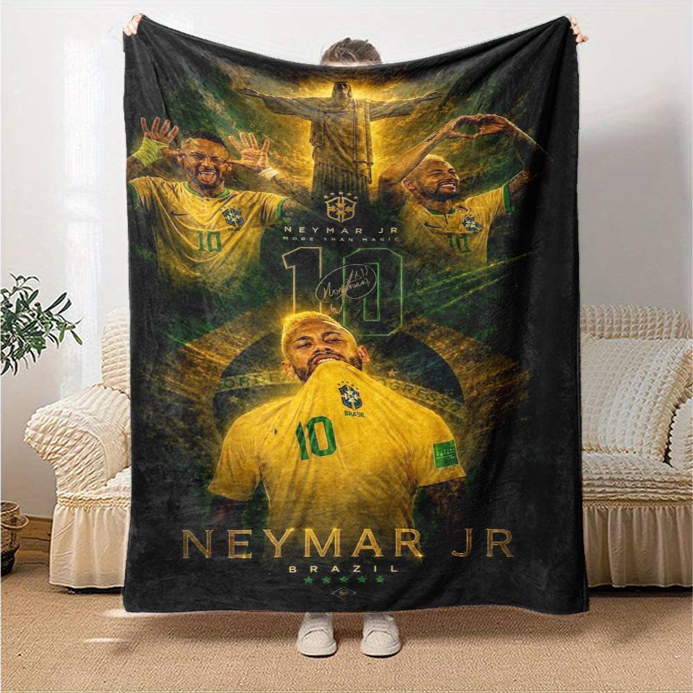 Neymar Jr Stampa Brasile Coperta di Flanella Alta Qualità Calda Confortevole Coperta per Tutte le Stagioni Perfetta per Regali Decorazione per la Casa