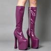 20cm Extreme High Heel Boots Thick Chunky Heels Platform Women Zipper Knee-High Long Boots -Exotic,Fetish,Sexy,Shoes