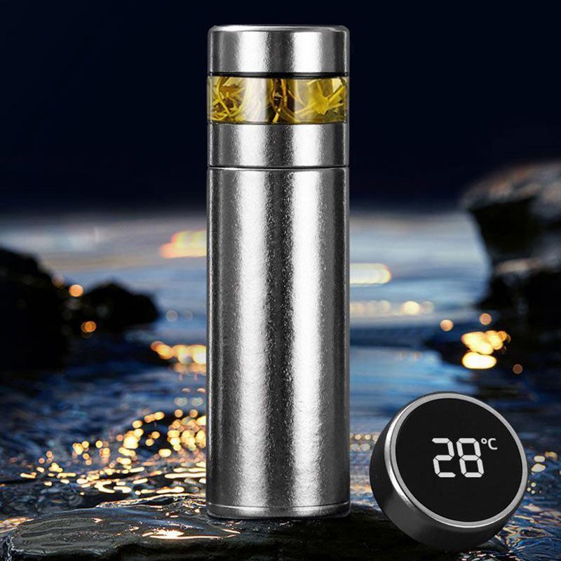Hong Hao Pure Titanium Tea Separation Cup - Portable Car Thermos with Inner & Outer Design, Laser Engraved, Perfect for Stewing Tea and Gifting