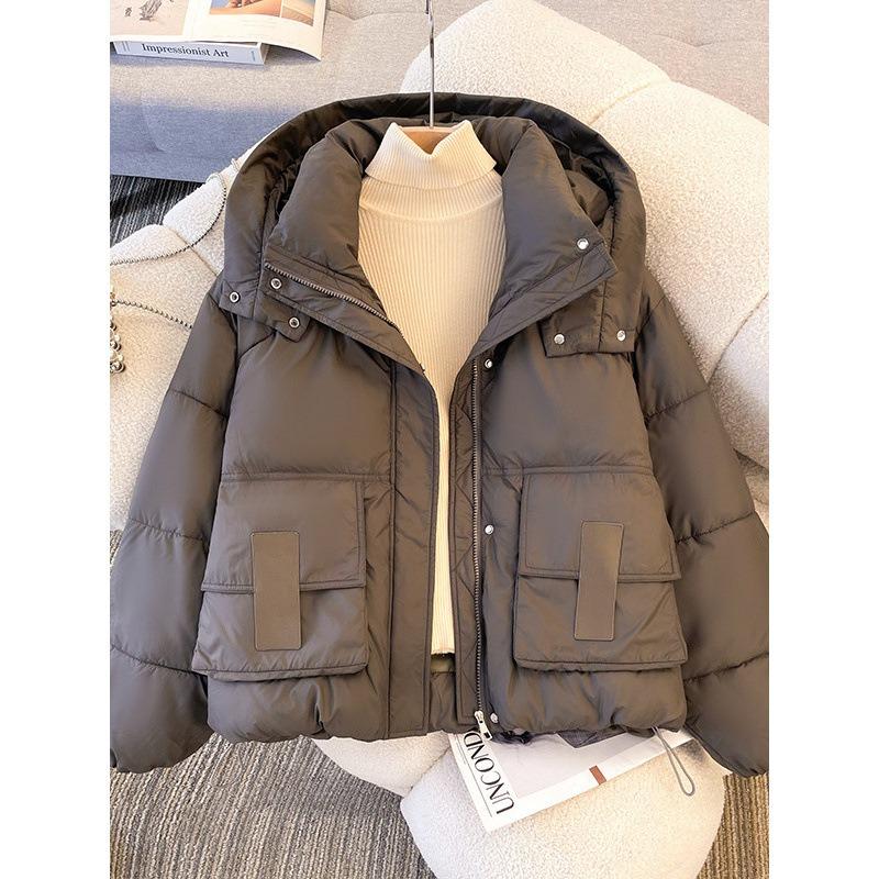 Short fluffy cotton clothes women's winter small men's new loose big pockets short bread clothes jacket