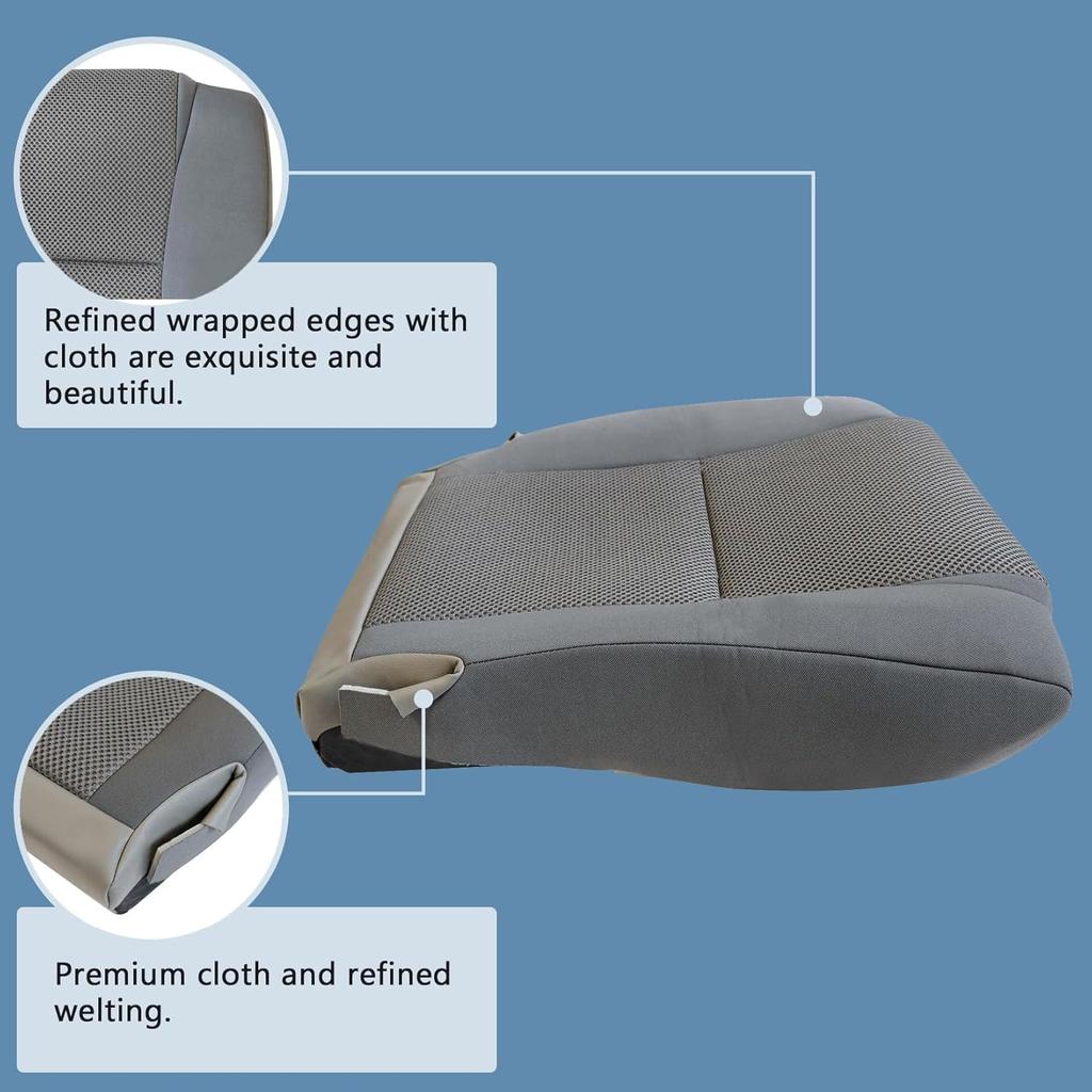 Gray Front Driver Or Passenger Side Bottom Replacement Cloth Seat Cover Compatible With Toyota Tacoma Base Pre-Runner X-Runner 2009 2010 2011 2012