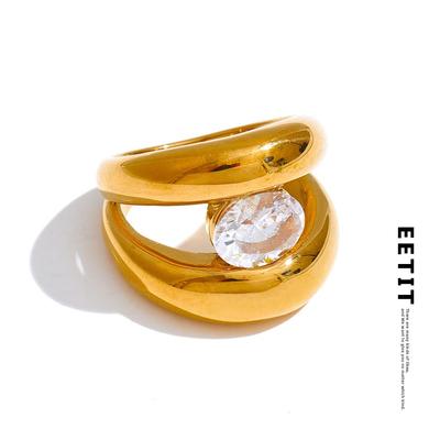 Größe 678 Edelstahl Doppelschicht Zirkonia Gussring Rostfrei Hohe Qualität Goldener Finger Alltagsschmuck Geschenk