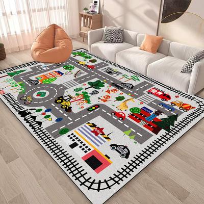 Tappeto da gioco stradale moderno per bambini, tappeto per soggiorno, decorazione per la casa a cartoni animati, area divanetto per bambini, tappeto antiscivolo, tappetino morbido per pavimento tatami in camera da letto