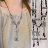 New Chinese ethnic style butterfly necklace niche ancient style high-end long woven sweater chain Maillard collarbone chain