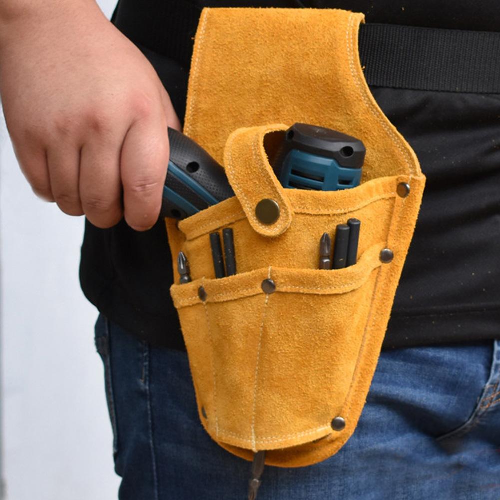 

Сумка поясная для электроинструмента, носимая, многофункциональная, из желтой коровьей кожи, комплект для хранения