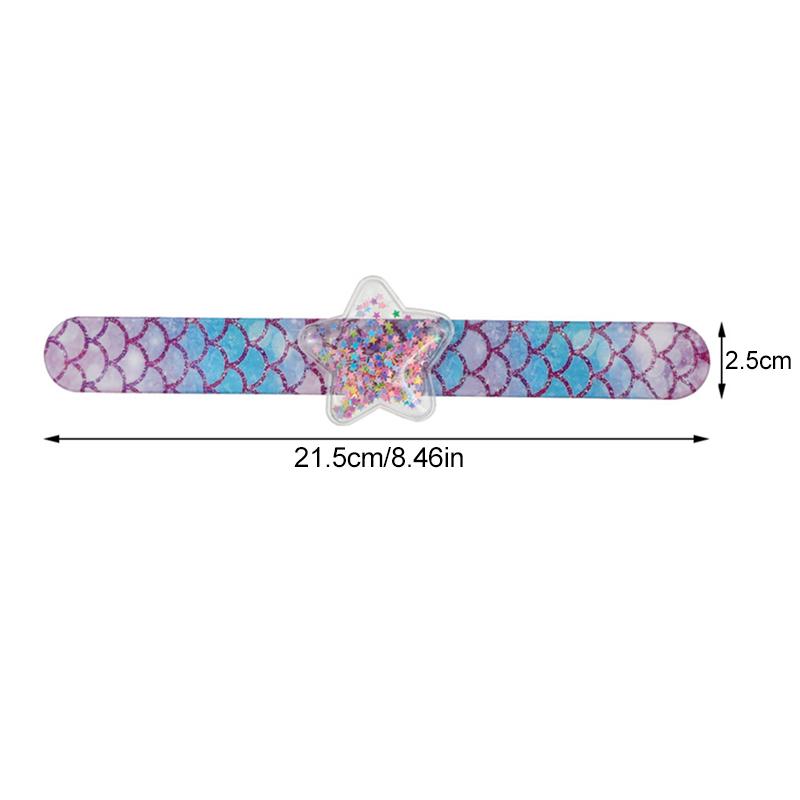 Cartoon Unicorn Slap Bracelet Mermaid Wristband with Sequin Kids Birthday Party Favors Decor Gift for Guest Goodie Pinata Filler
