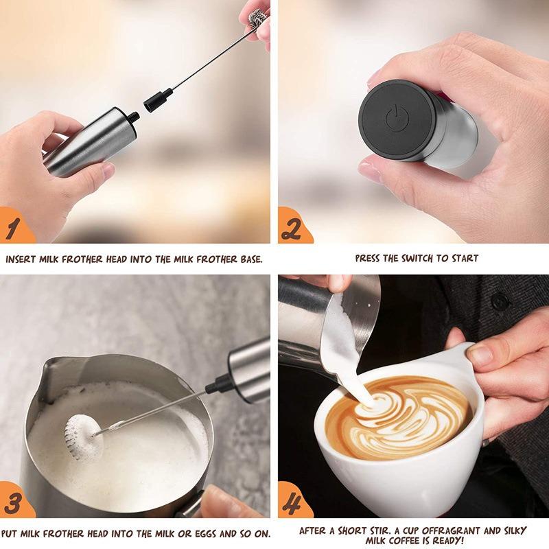 Portable Electric Milk Frother Mini USB Rechargeable Foam Maker Handheld Foamer High Speed Drink Mixer Coffee Blender Egg Beater