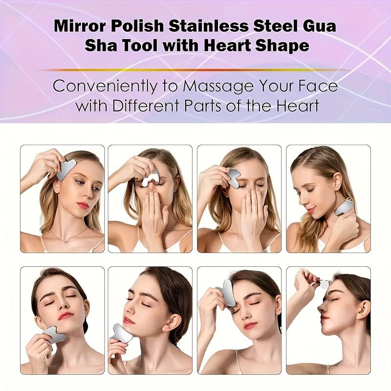 1/4 Pieces Contour Brush Scraping Board Set Women's Lymphatic Contour Facial Brush Stainless Steel Scraping Board