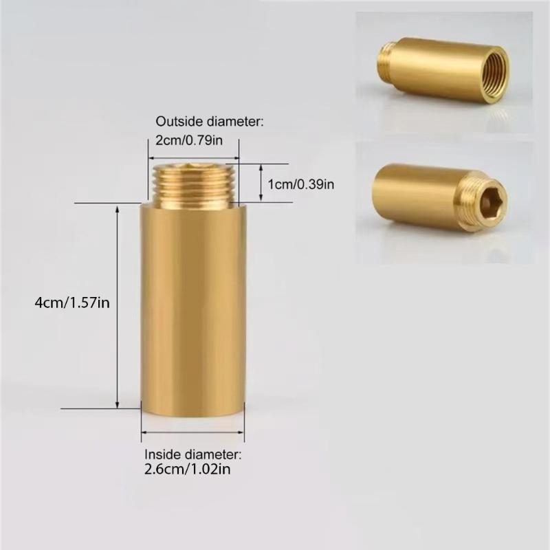 2pcs Brass Tap Extension Thread Fitting 1/2 Inch 40mm Brass Tap Extension Simple to Use for Plumbing & Heating Systems