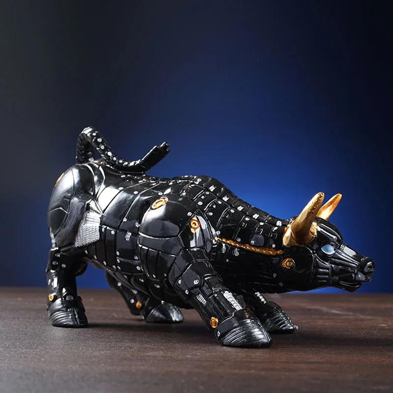 O touro de bitcoin de Miami estatuetas animais modelo estátua robô escultura wall street ox bitcoin para escritório mesa decoração de casa