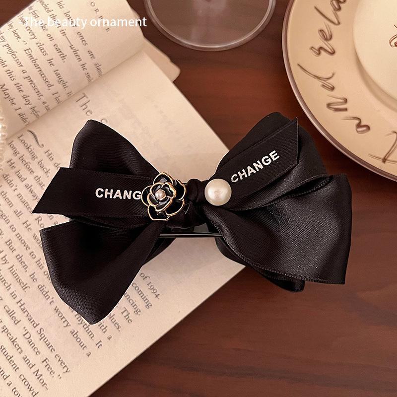 Элегантная жемчужная заколка для волос «Камелия-бабочка» для женщин — заколка-пучок и заколка-акула flower ponytail clip, 10.5cm чёрный