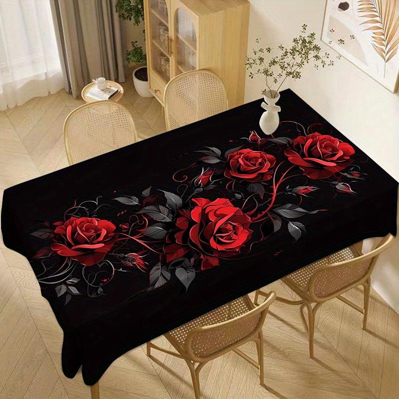 VIKAMA tablecloth rose print tablecloth home gift restaurant party coffee table desk square tablecloth decorative tablecloth