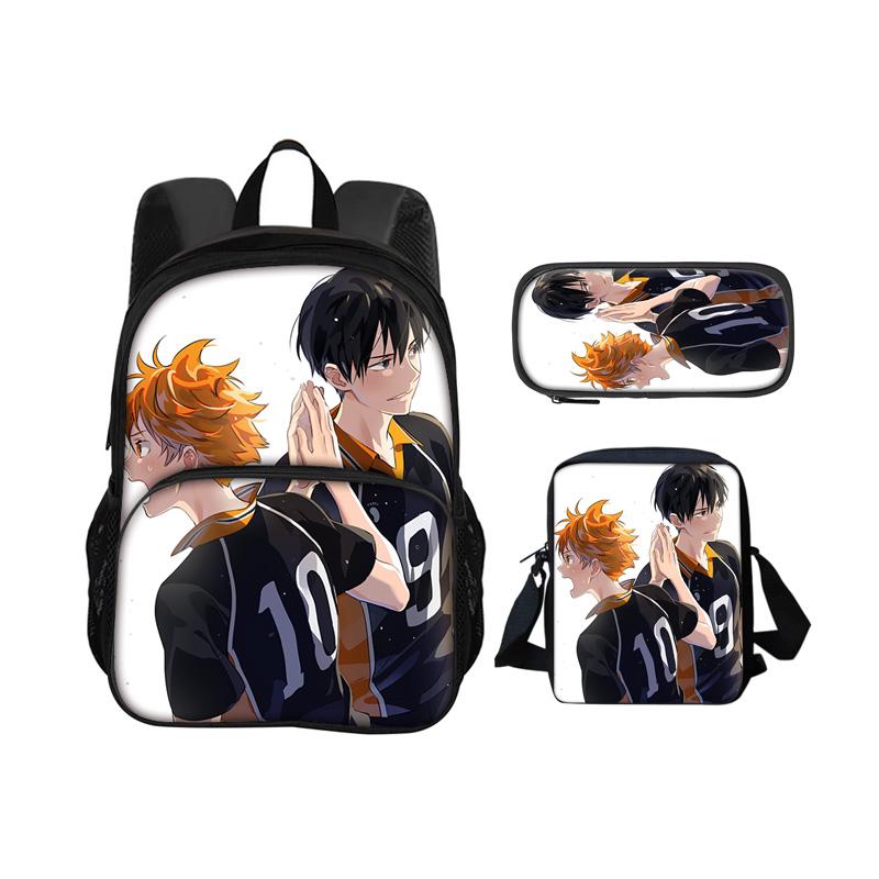 Haikyuu Round Front Carrier, Daily Pack, Pen Bag, Ice Bag, 3Pcs Set Patterned New Style, Best Birthday Gift for School Boys Plus Girls