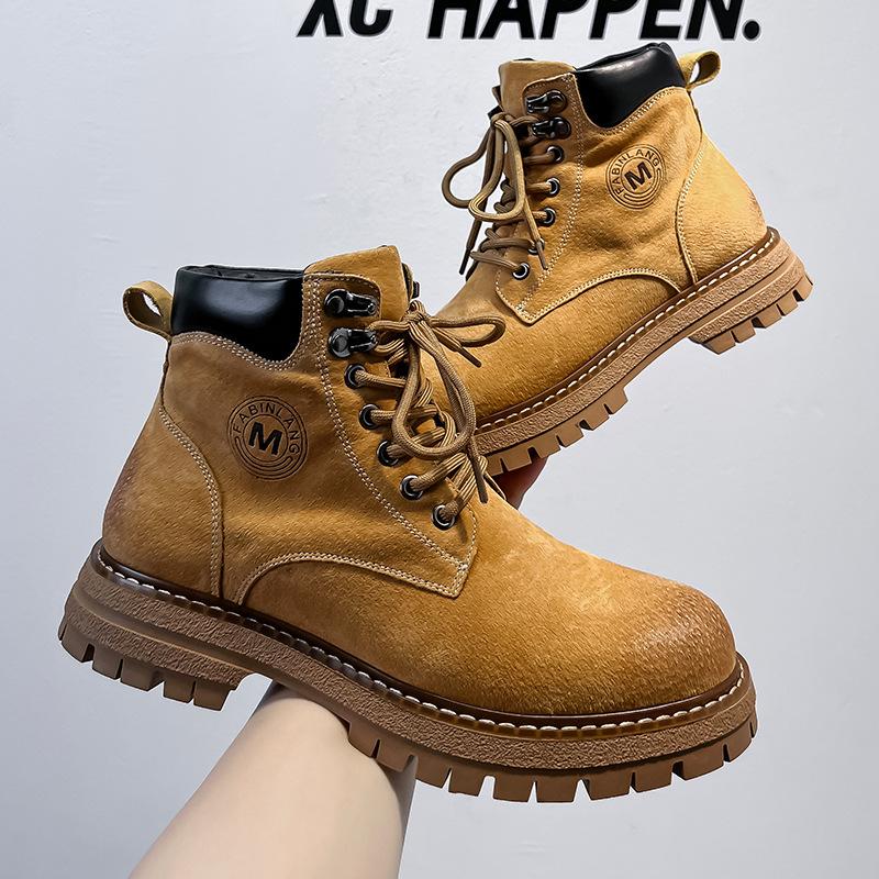 Autumn Martin boots men's inner height increase British style high-top tooling men's shoes medium help versatile trend rhubarb boots 6711-M