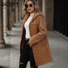 Autumn and Winter Women's Loose Hooded Zipper Plush Coat