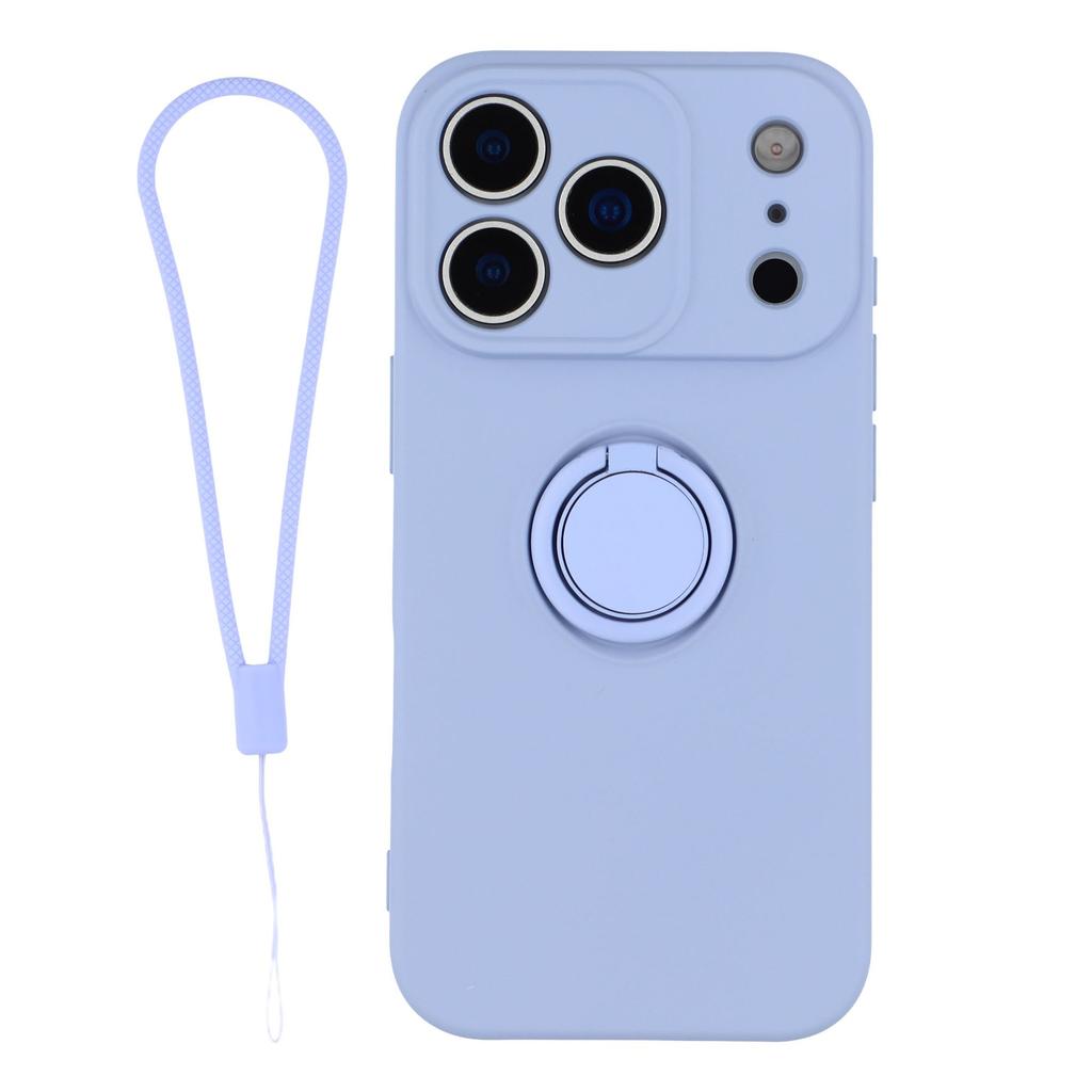 For iPhone 17 Pro Silicone Case with Strap Ring Kickstand Phone Cover