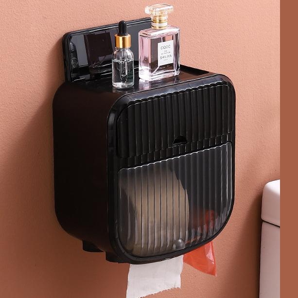 Toilet Paper Holder Without Drilling Tissue Box Wall-Mounted Paper Storage Box Roll Toilet Paper Holder Bathroom Accessories
