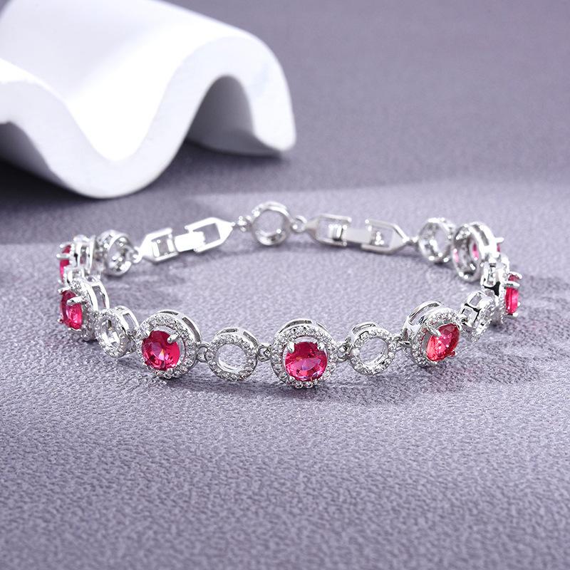 Popular Jewelry Accessories Colored Zircon Jewelry Bracelet Brass Plated Platinum Handmade