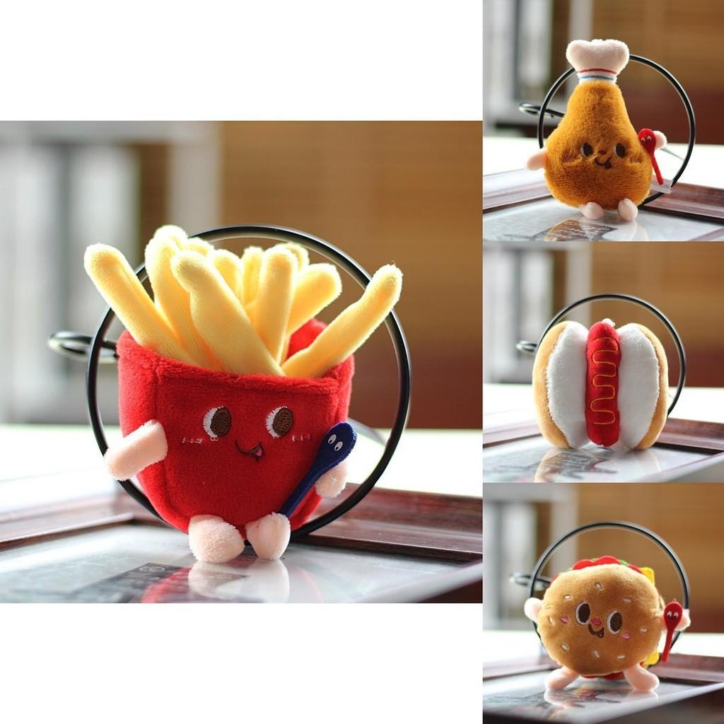 Adorable Plush Hamburger Hot Dog Chicken Leg French Fries Keychain For Backpacks Creative Gift
