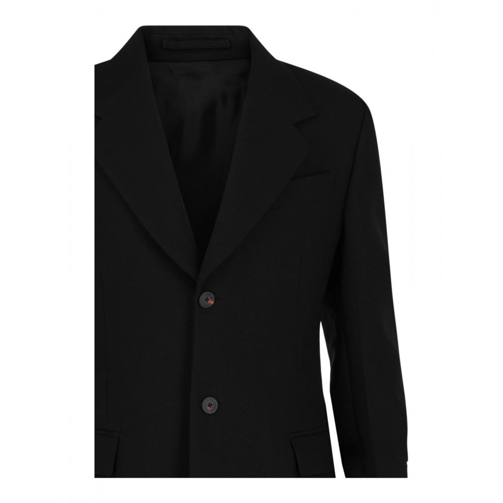 Salvatore Ferragamo Notched Lapel Wool Blazer Black